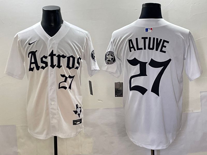 Men 2025 Houston Astros #27 Altuve White Five generations Joint Name Nike MLB Jersey style 10->houston astros->MLB Jersey